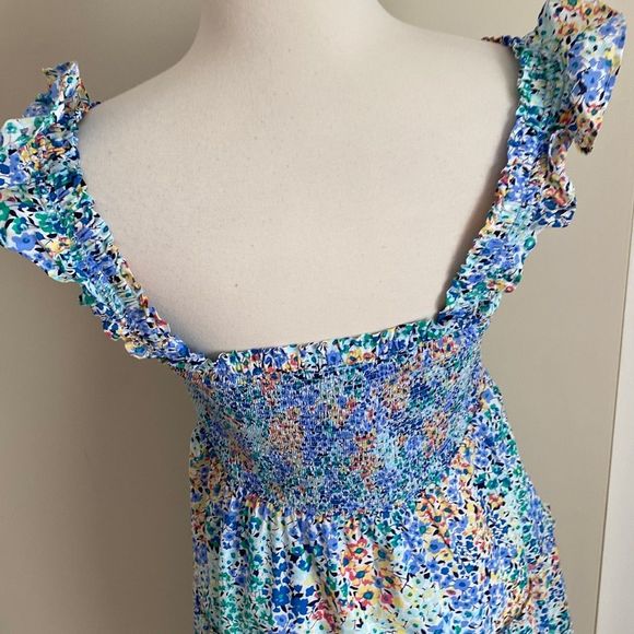 J. Crew Floral Smocked Tiered Midi Dress Ruffle Lined Size Medium - Picture 7 of 13